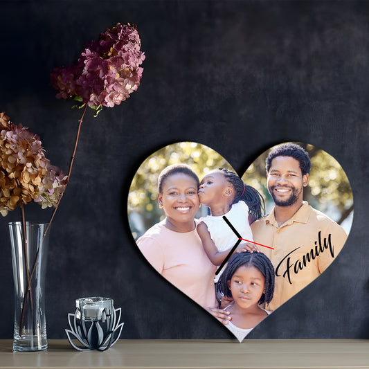 Personalised Heart Wall Clock - Family Photo
