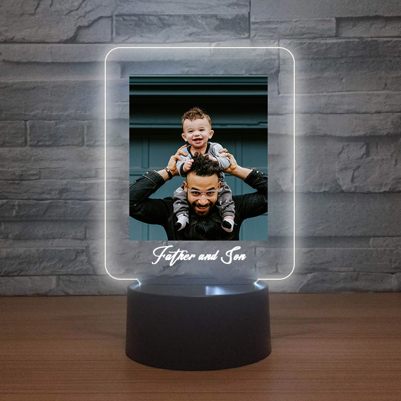 Perspnalised LED Lamp - Father & Son + Photo