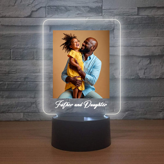 Personalised LED Lamp - Father & Daughter + Photo