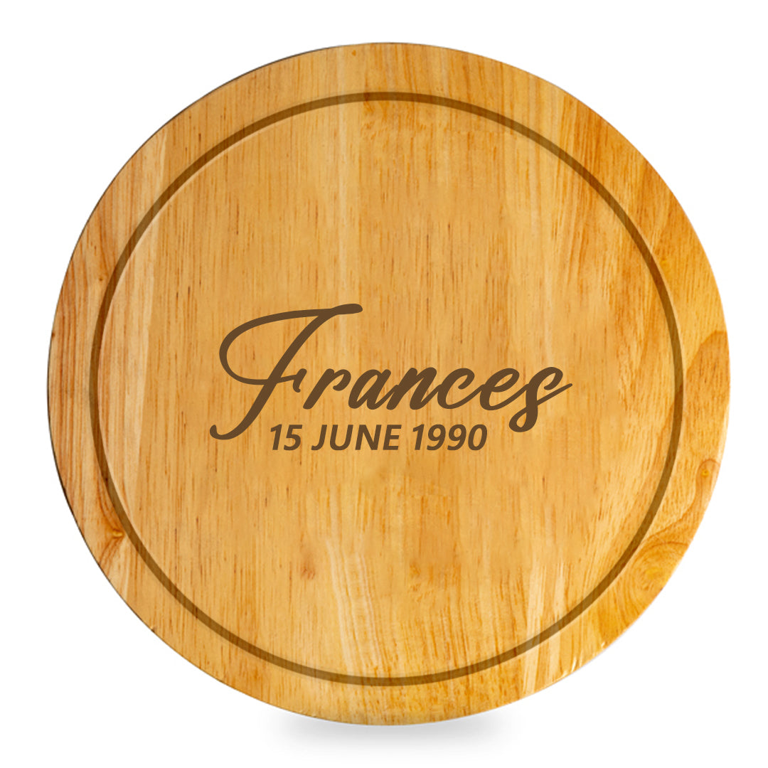 Personalised Ava Cheese Board Set Message - Name + Date