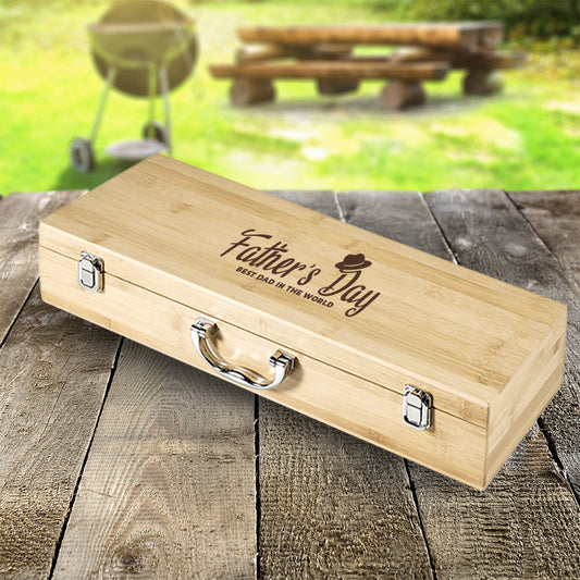 Personalised Father's Day Bamboo Braai Set