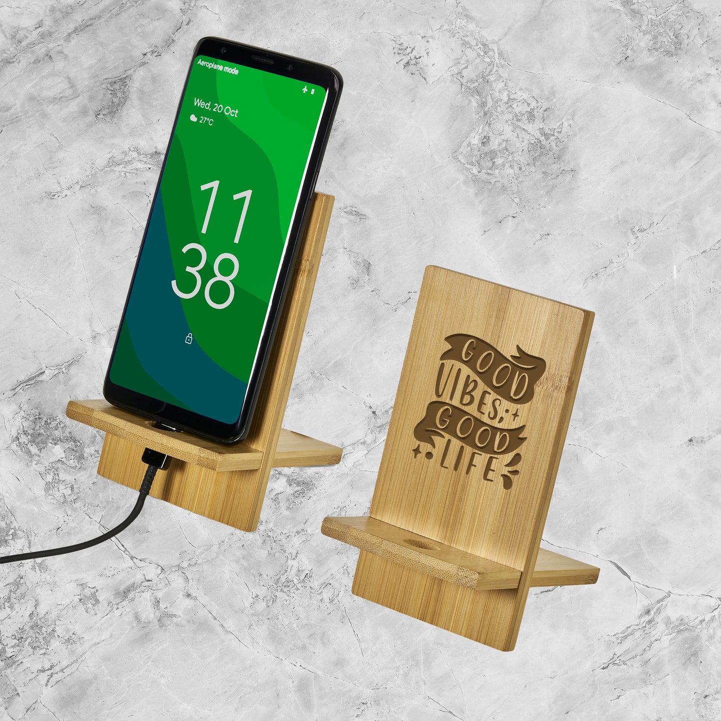 Okina Bamboo Phone Stand - Good Vibes