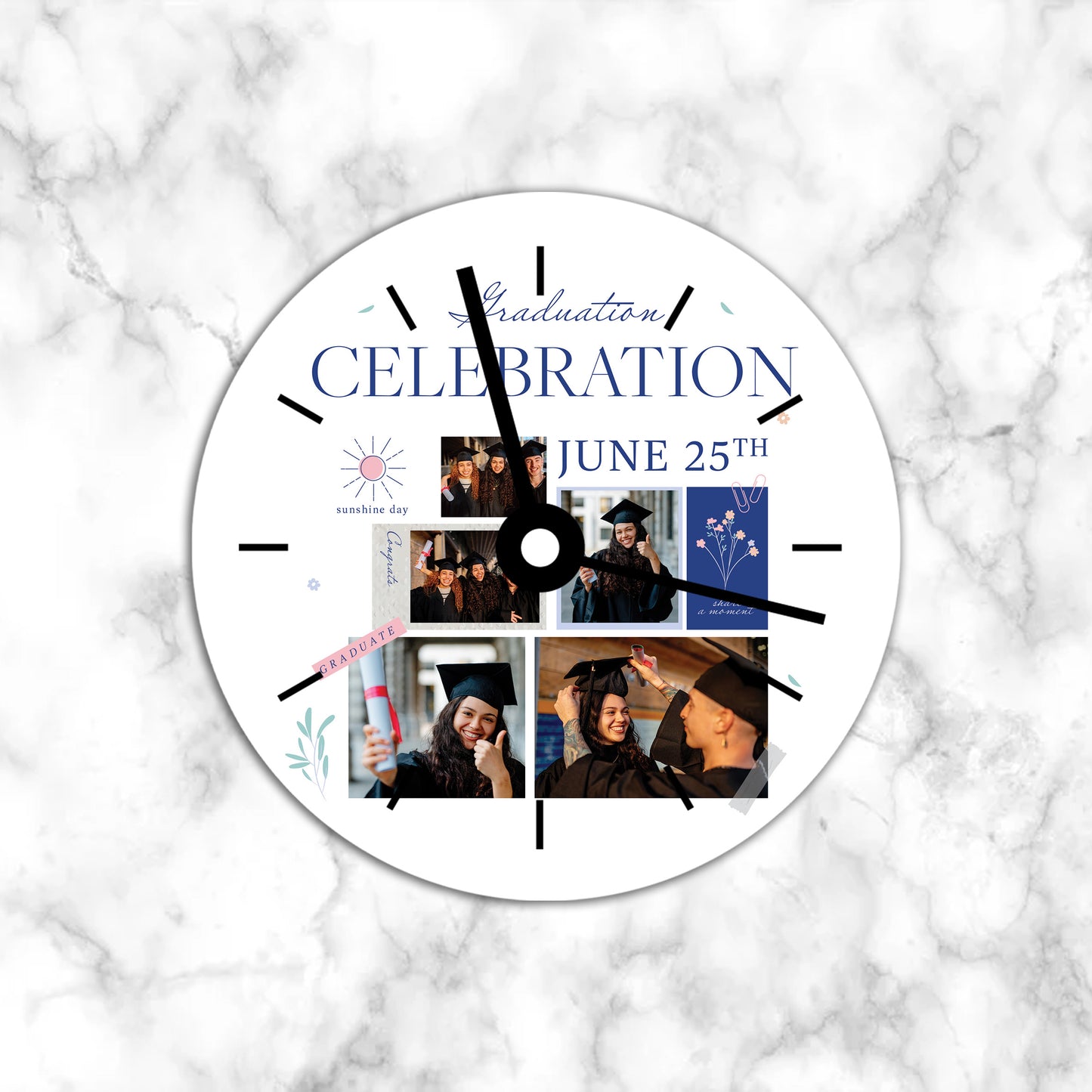 Personalised Collage Graduation Clock