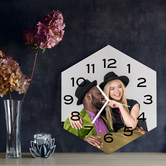 Personalised Hexagon Wall Clock - Photo ONLY