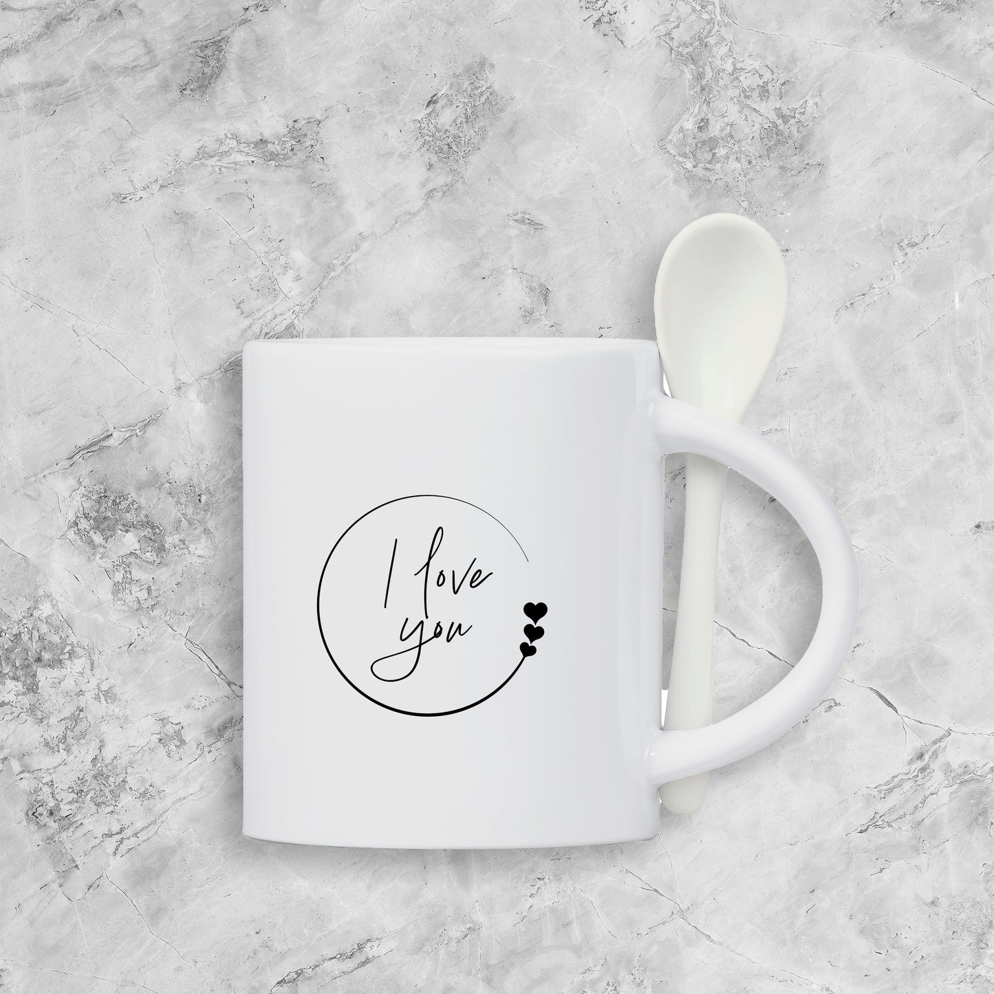 Custom Blend Ceramic Coffee Mug & Spoon Set - I Love you