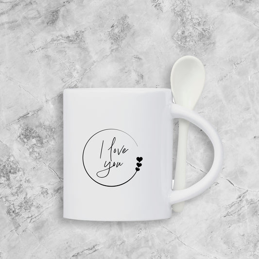 Custom Blend Ceramic Coffee Mug & Spoon Set - I Love you