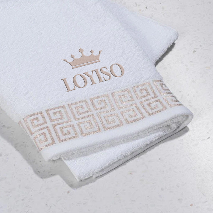Personalized Jacquard Crest Border Soft Touch Hand Towel