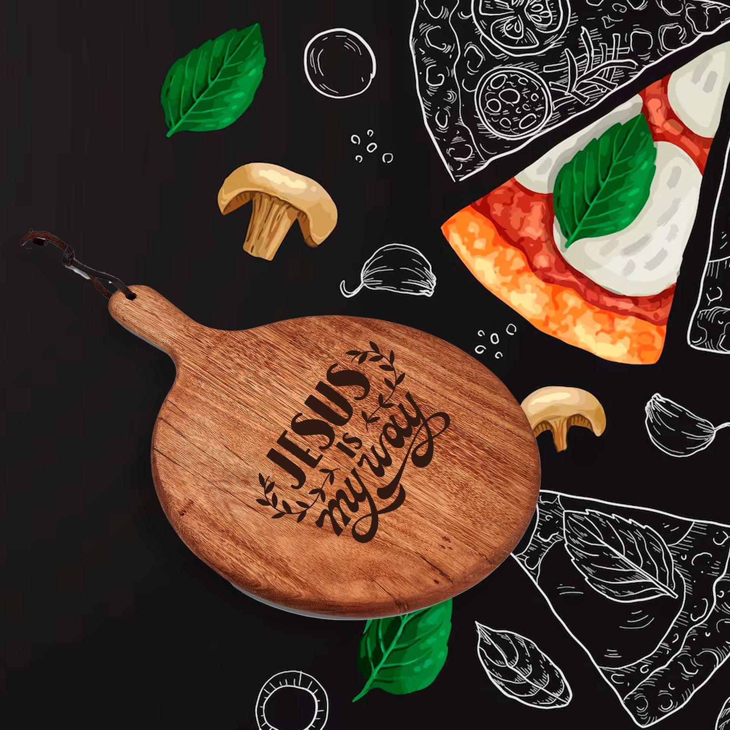 Heritage Round Wooden Paddle - Jesus is my way