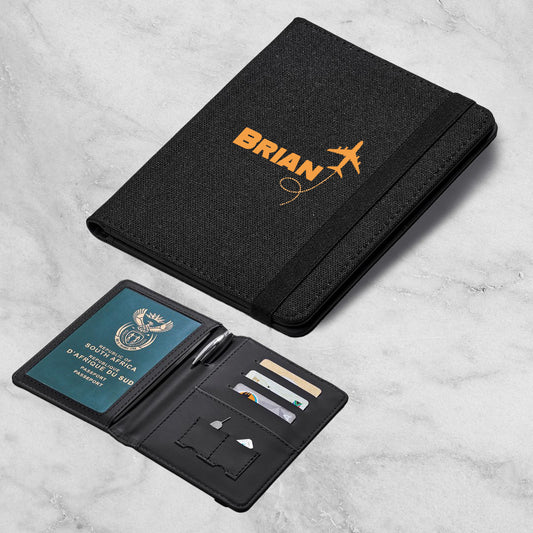 Personalised Flight Passport Travel Wallet - Name