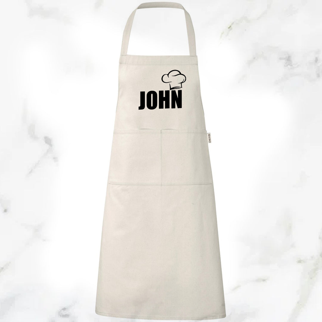 Pure Cotton Apron - chef Hat + Name