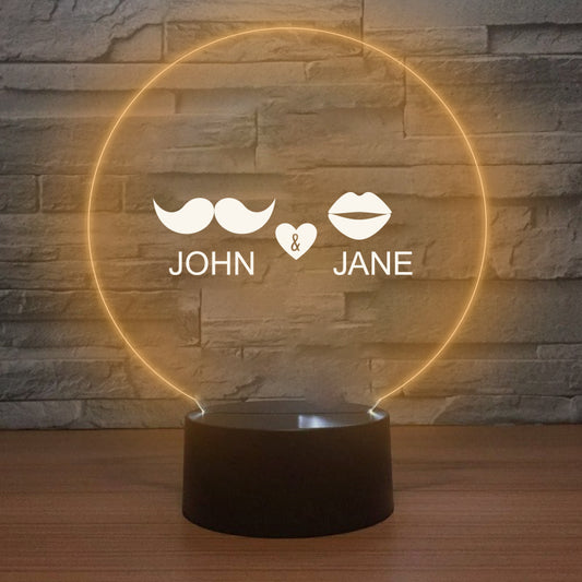Personalised LED Lamp - Art + Couple Names