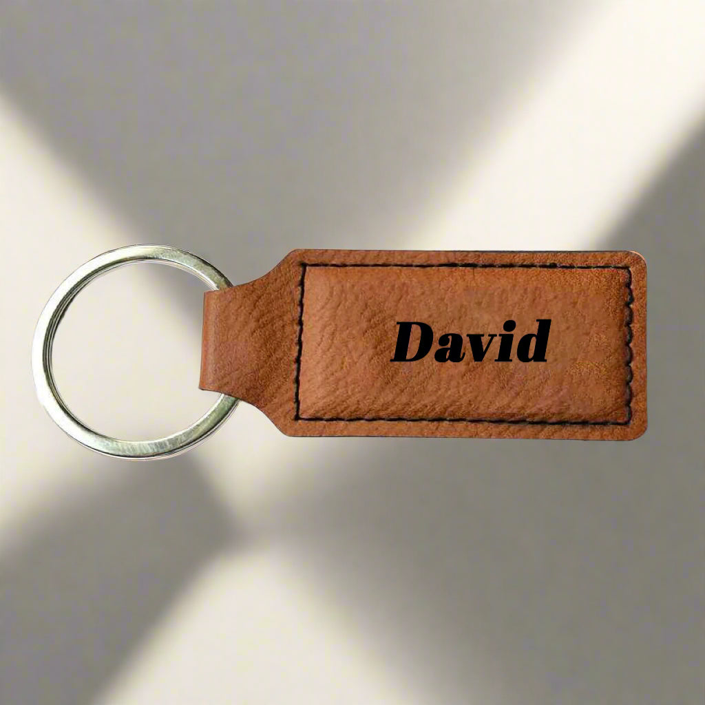 Personalised Leather Keyring - Name ONLY