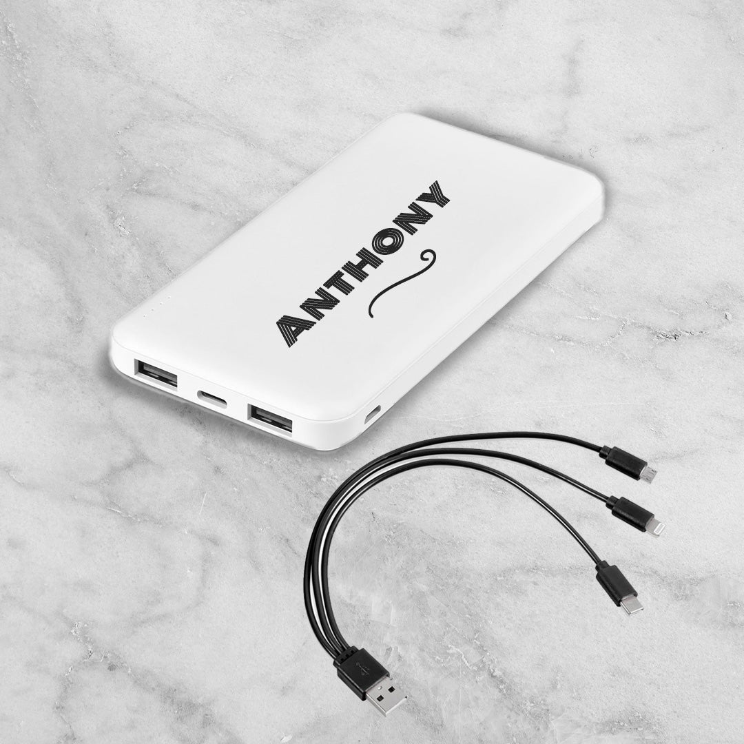 PowerSlim 10 Compact Power Bank – Wave + Name (10,000mAh)