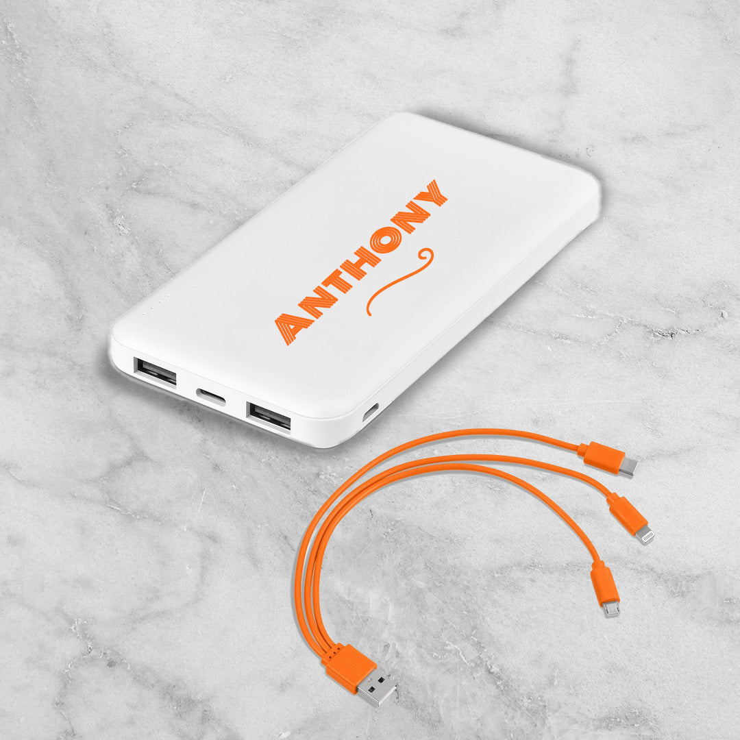 PowerSlim 10 Compact Power Bank – Wave + Name (10,000mAh)