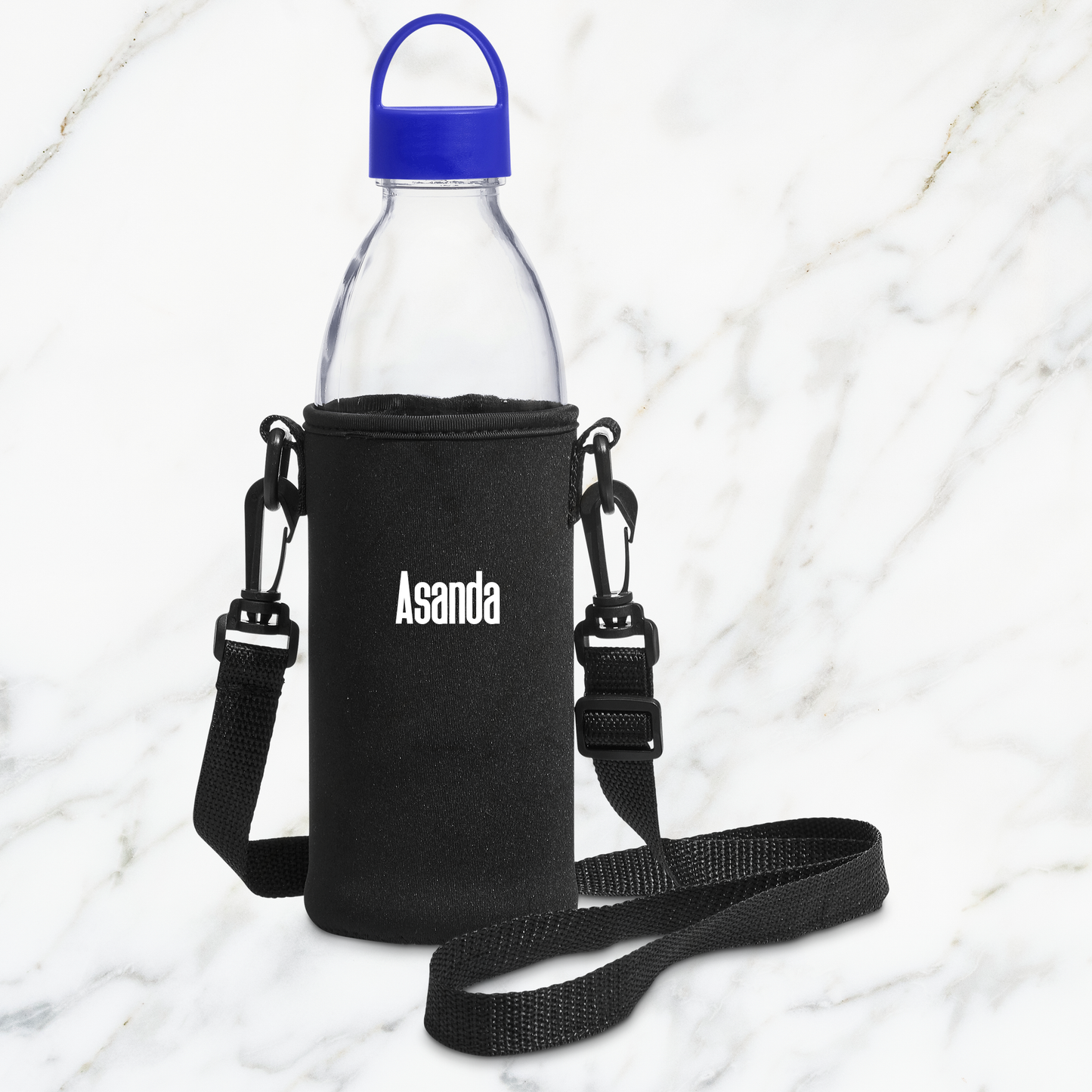 Hands-Free Aqua Glass Water Bottle - Name Only