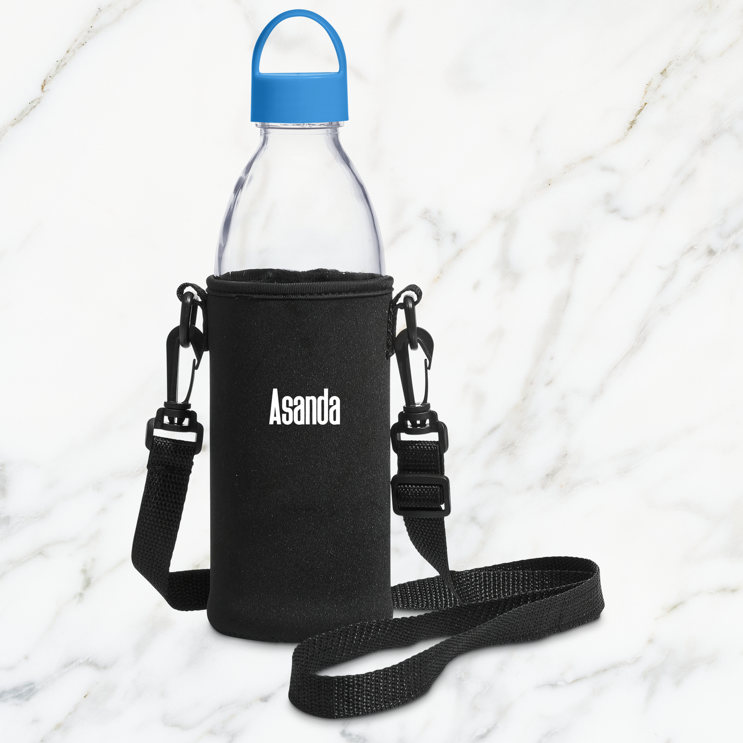 Hands-Free Aqua Glass Water Bottle - Name Only