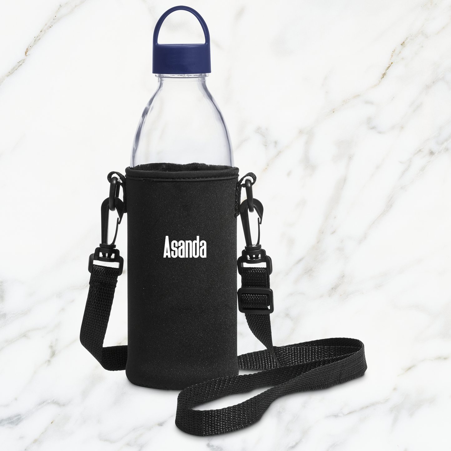 Hands-Free Aqua Glass Water Bottle - Name Only