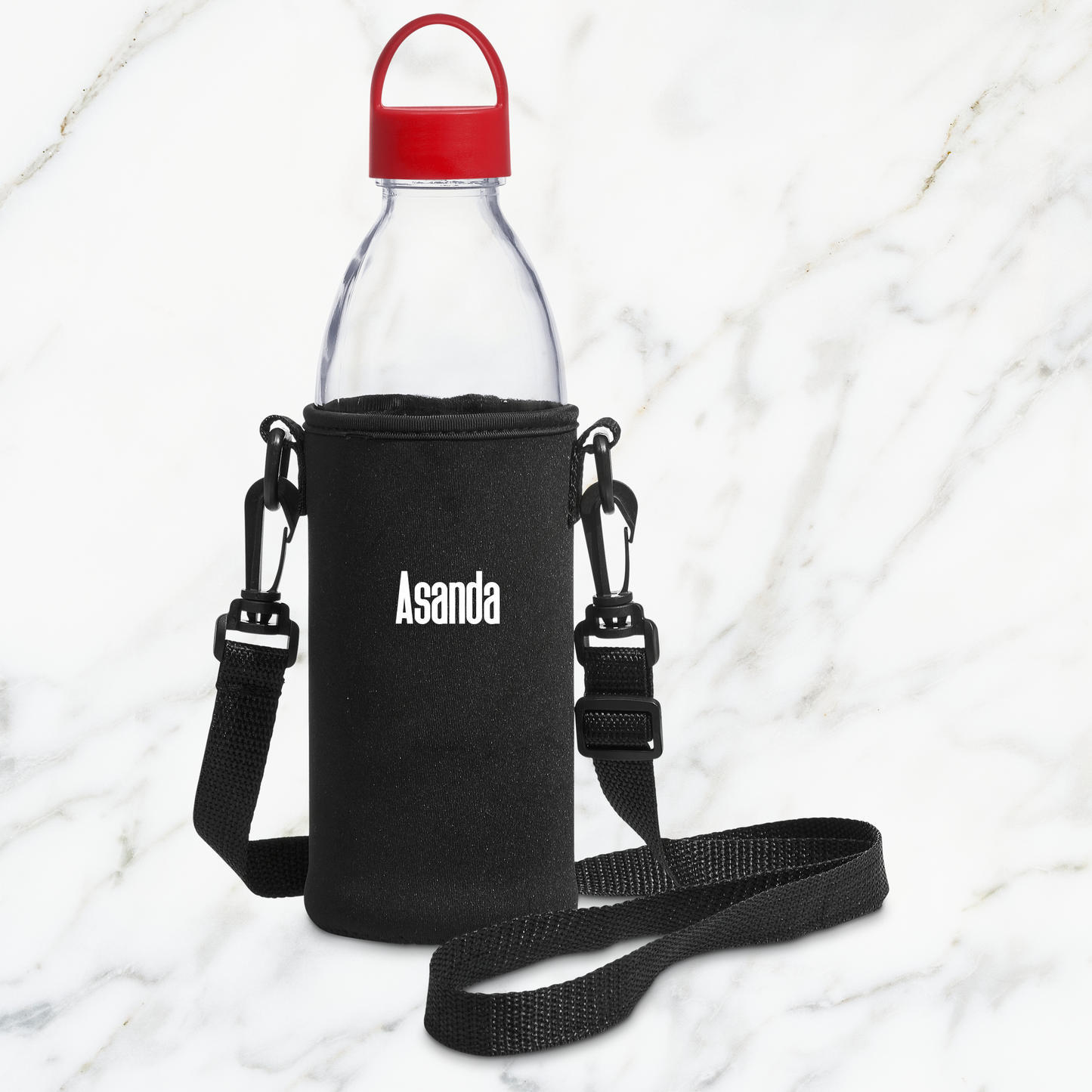 Hands-Free Aqua Glass Water Bottle - Name Only