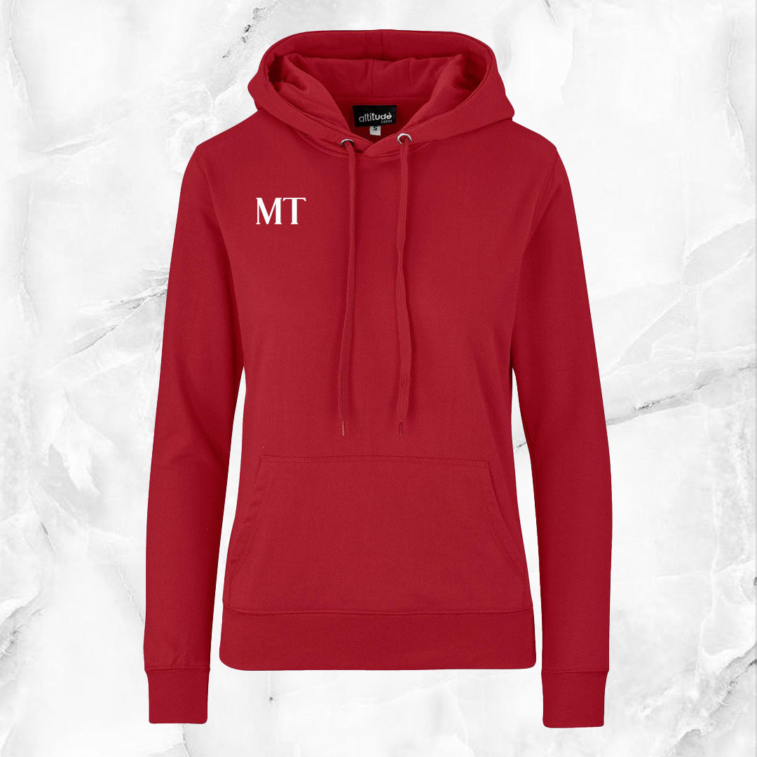Ladies Essential Hooded Sweater - White Initials