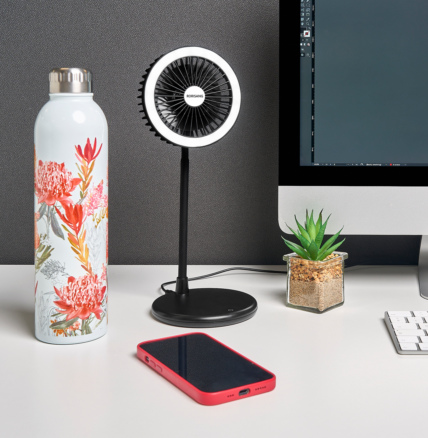 Auracool LED Ring Light Desk Fan - Name Only