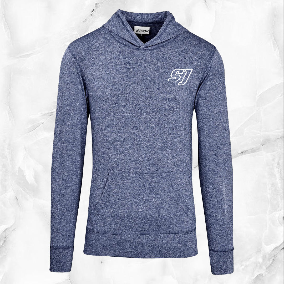Mens Fitness Lightweight Hooded Sweater - White Initials
