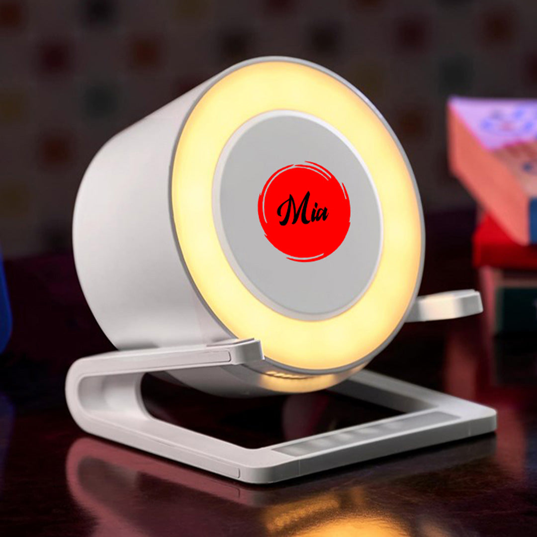 SmartStation Bluetooth Speaker, Wireless Charger, Phone Stand & Night Light - Red dot Name