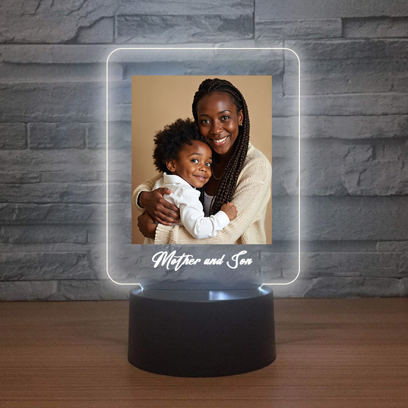 Personalised LED Lamp - Mommy + Son Photo