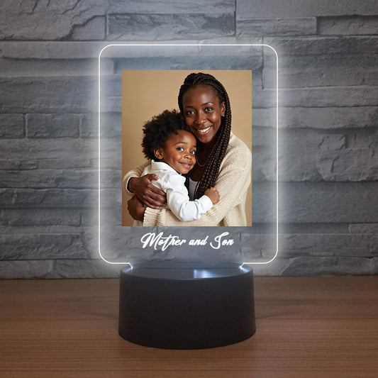 Personalised LED Lamp - Mommy + Son Photo