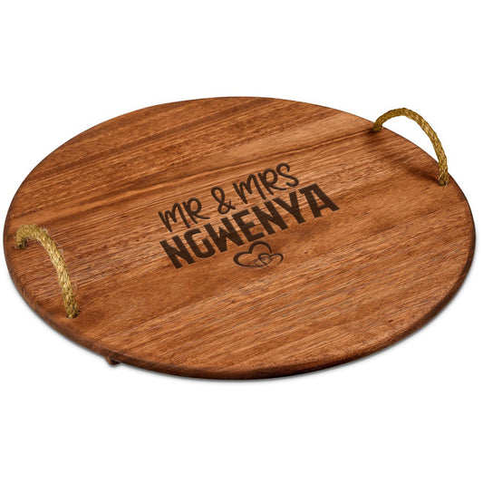 Mr and Mrs Large Round Hardwood Food Platter