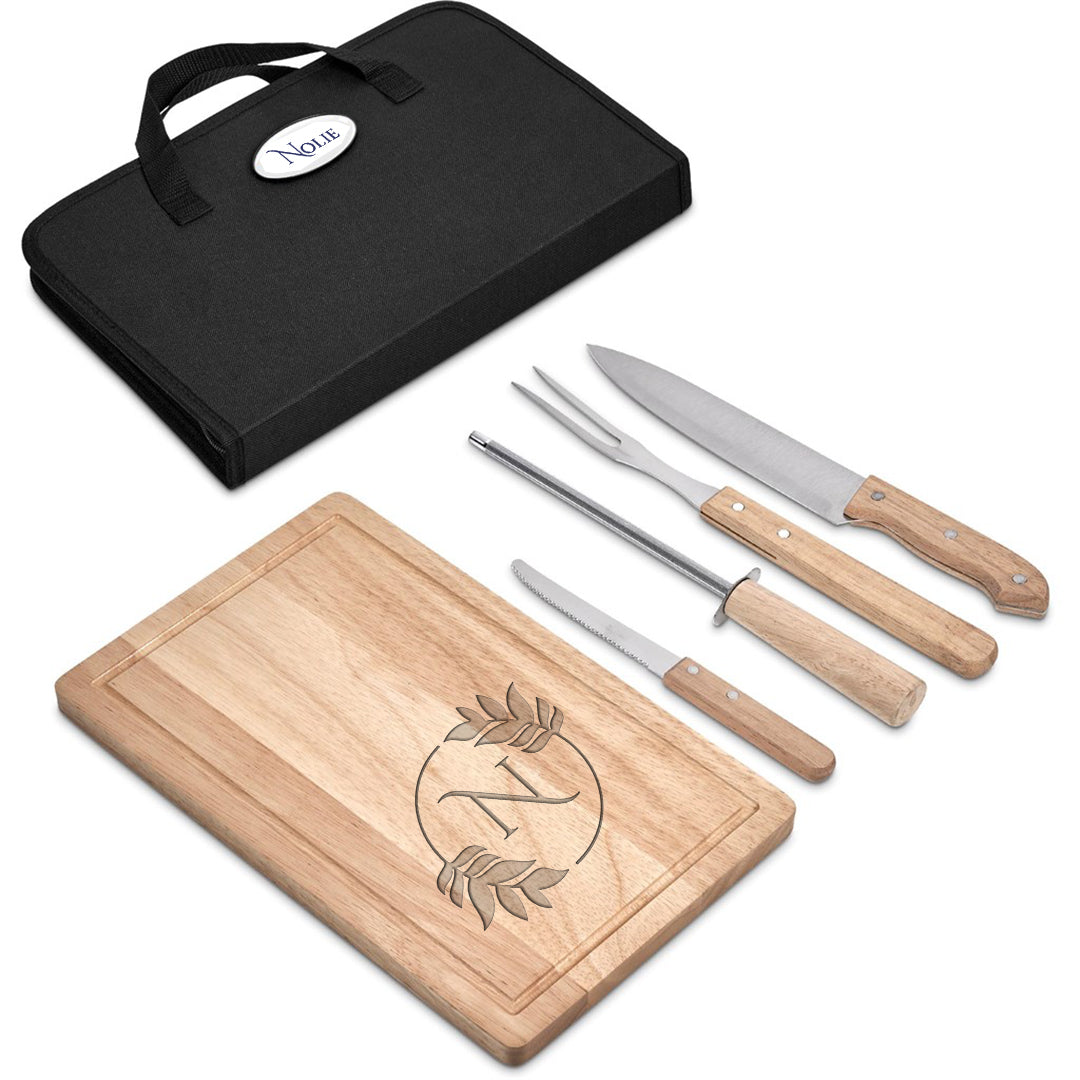 Personalized Initial 5-Piece Braai and Carving Set