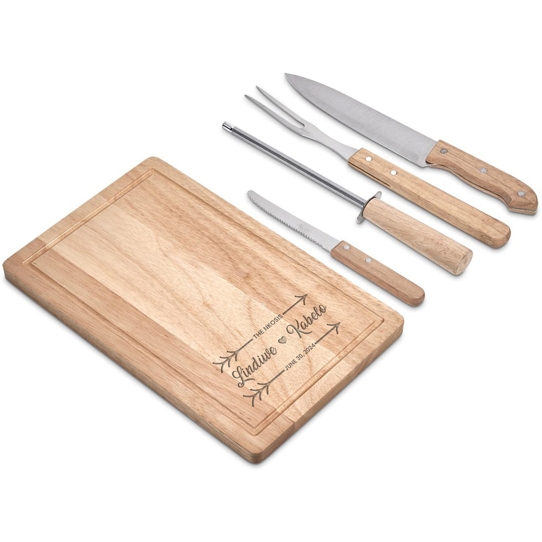 Married Couple Name Personalized 5-Piece Braai and Carving set
