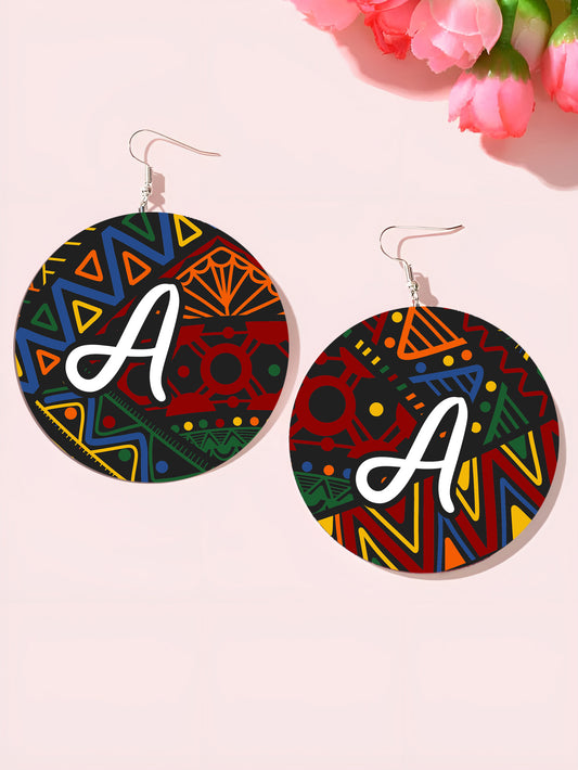 Personalised African Print Earrings - Initial