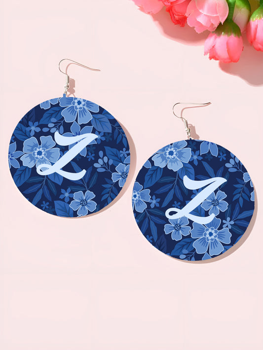 Personalised Blue Eaarings - Initial