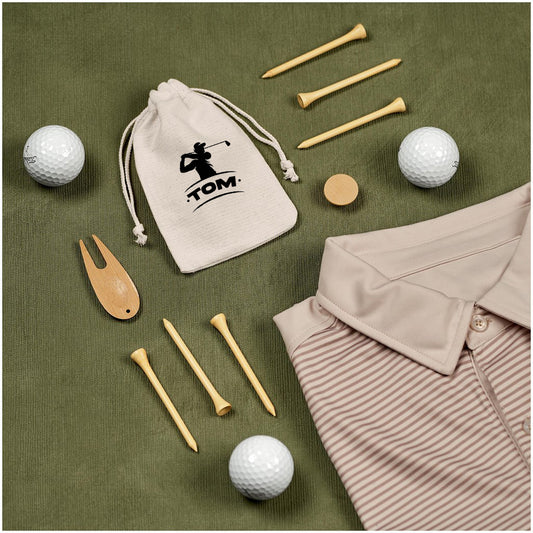 Personalised Golf Accessories Set - Golfer art + Name