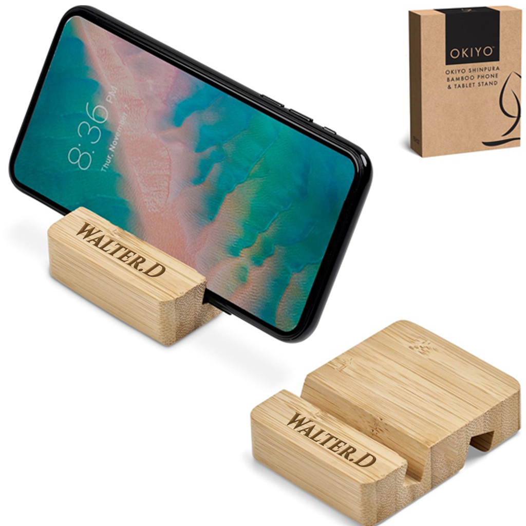 Moku Zen Bamboo Phone & Tablet Stand - Name + Initial