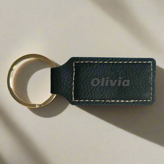 Personalised Leather Keyring - Name ONLY