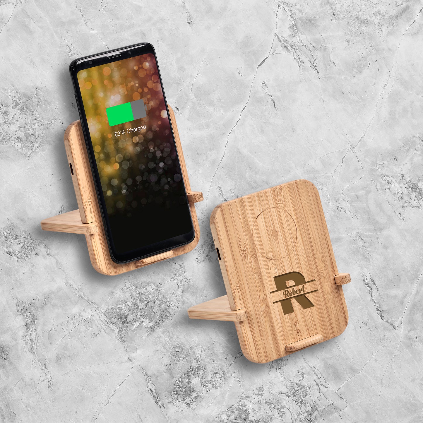 OkRyoku Wireless Charging Phone Stand - Initial + Name
