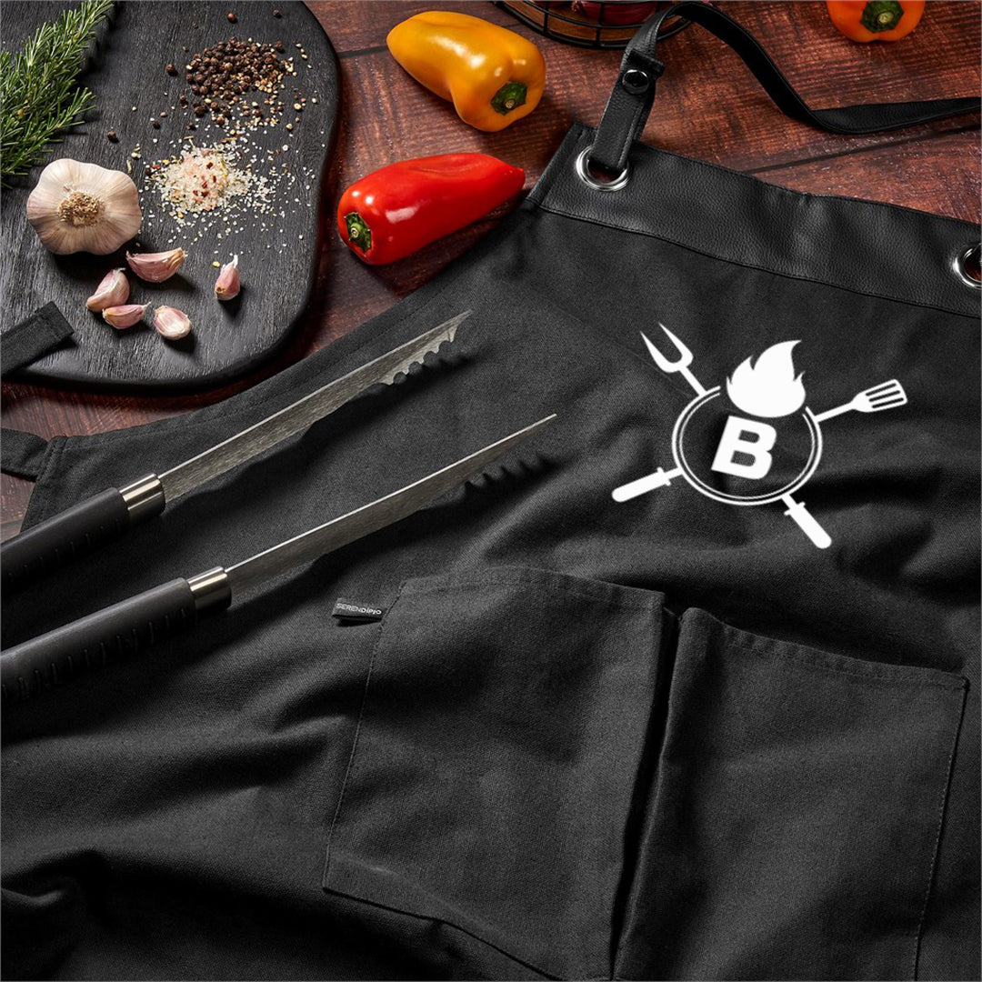 Personalized Grill Master Carving Set - Initial Name Braai Apron