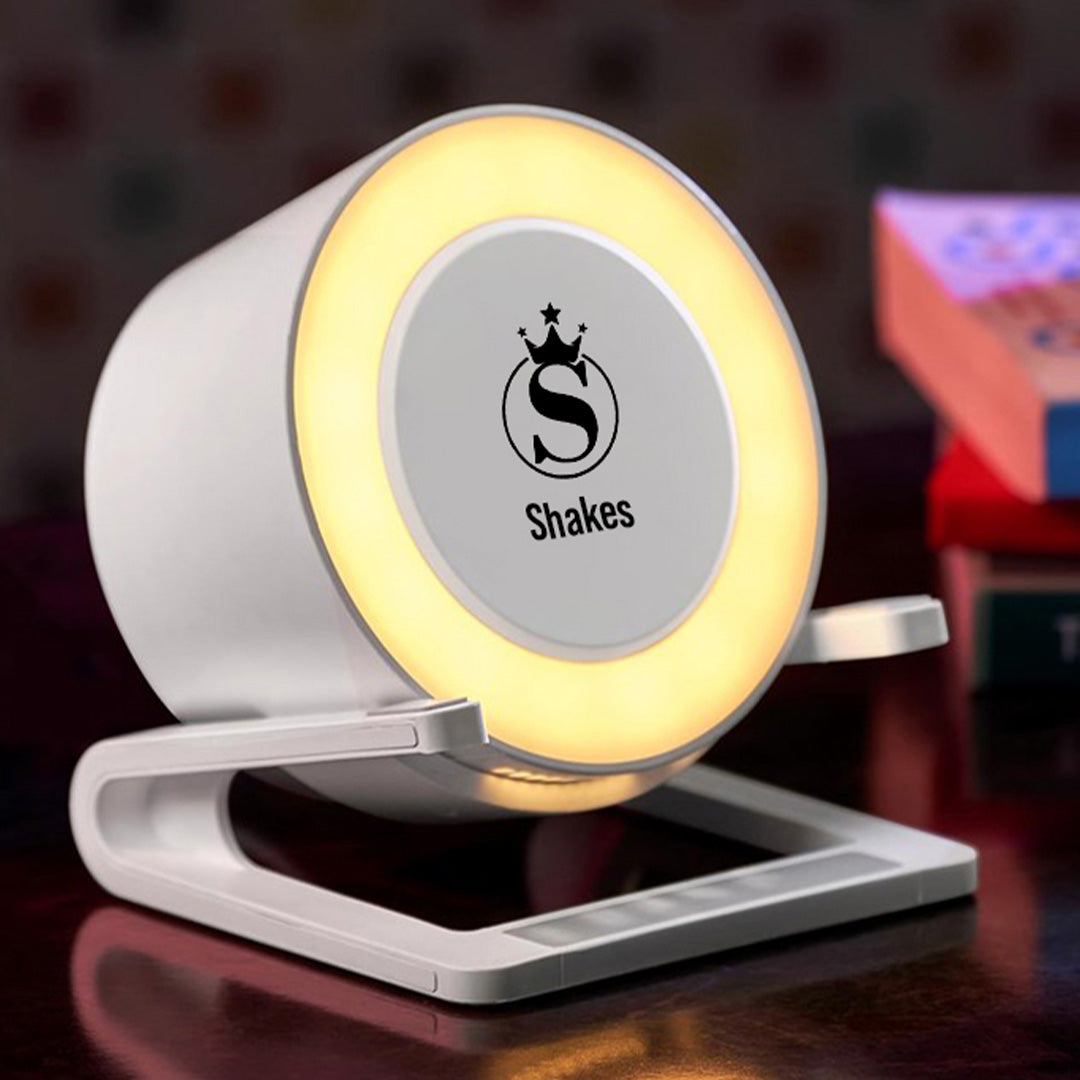 SmartStation Bluetooth Speaker, Wireless Charger, Phone Stand & Night Light - Initial + Name