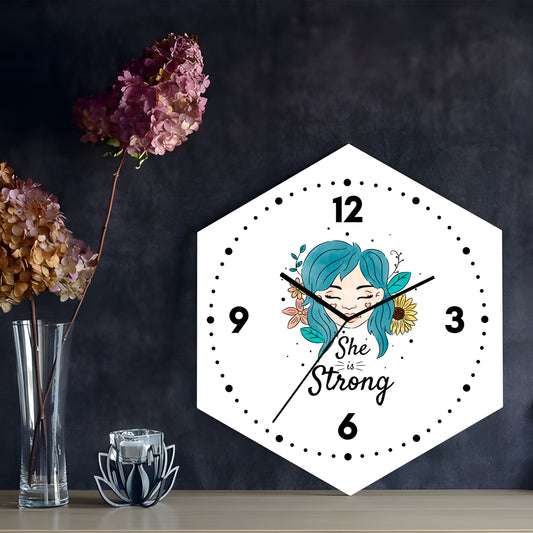 Personalised Hexagon Wall Clock - She is Strong