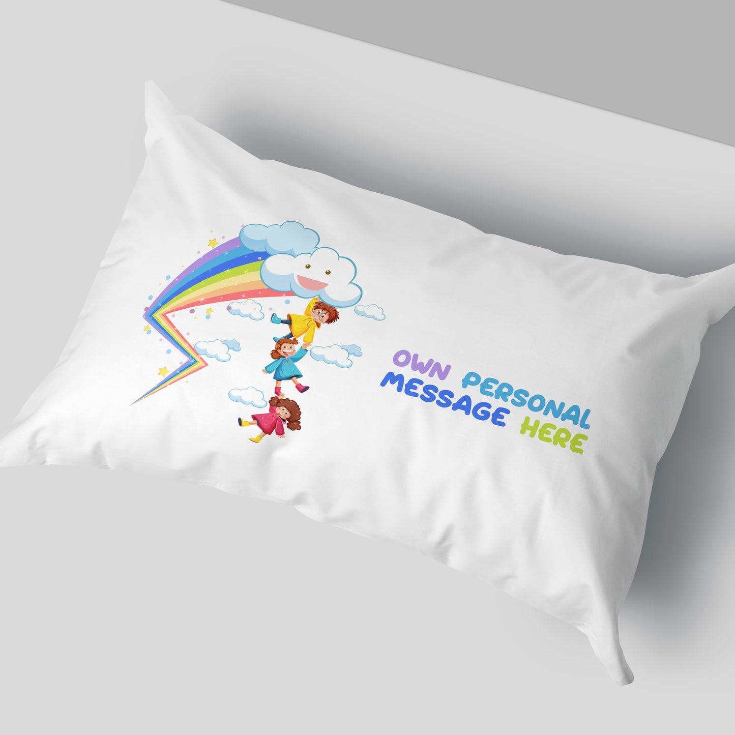 Personalised Power Rainbow Pillowcase - Your Message