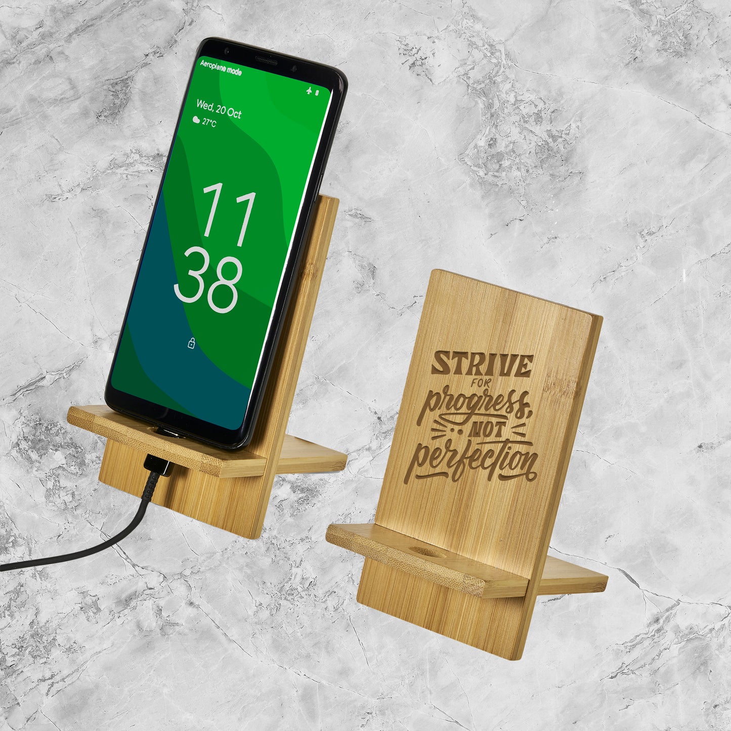 Okina Bamboo Phone Stand - Strive for Progress