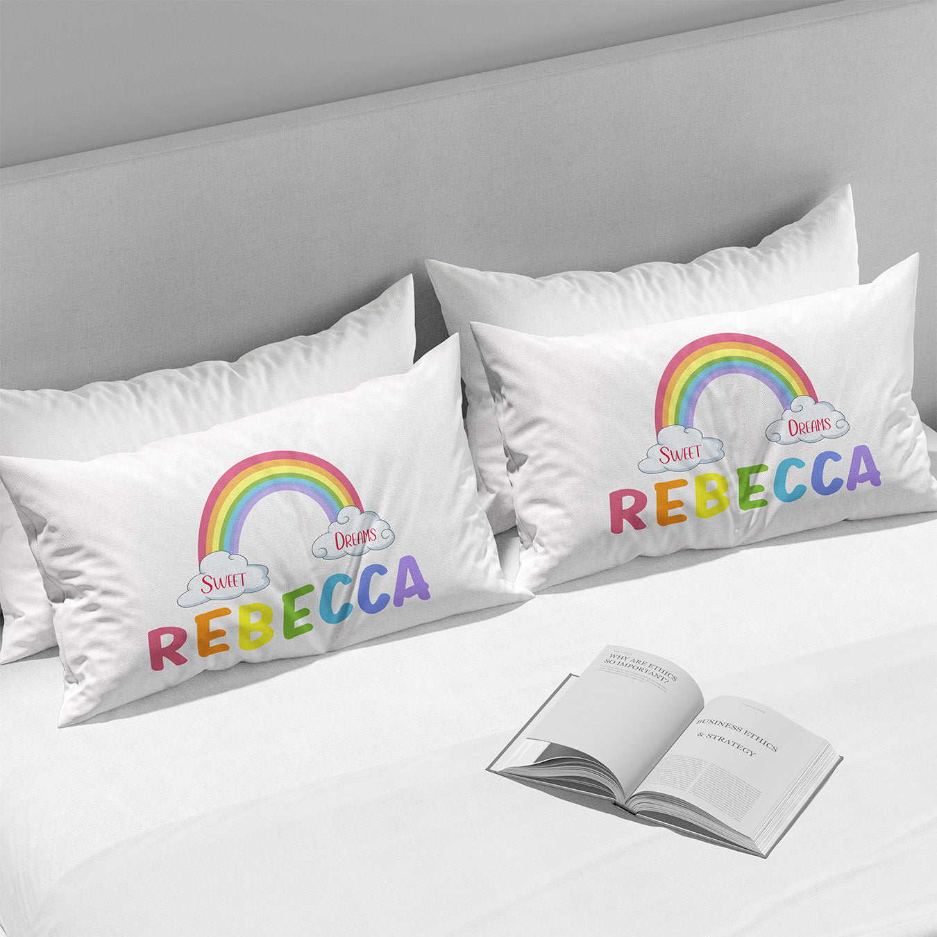 Personalised Rainbow Pillowcase Set - Name