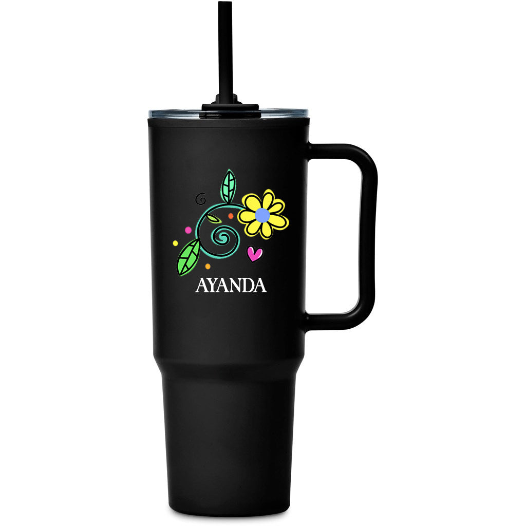 Personalised Flower TempLock Double-Wall Mug