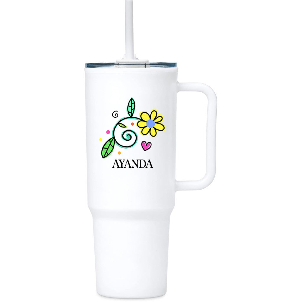Personalised Flower TempLock Double-Wall Mug