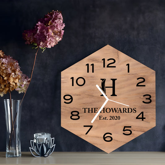 Personalised Hexagon Wall Clock - Text
