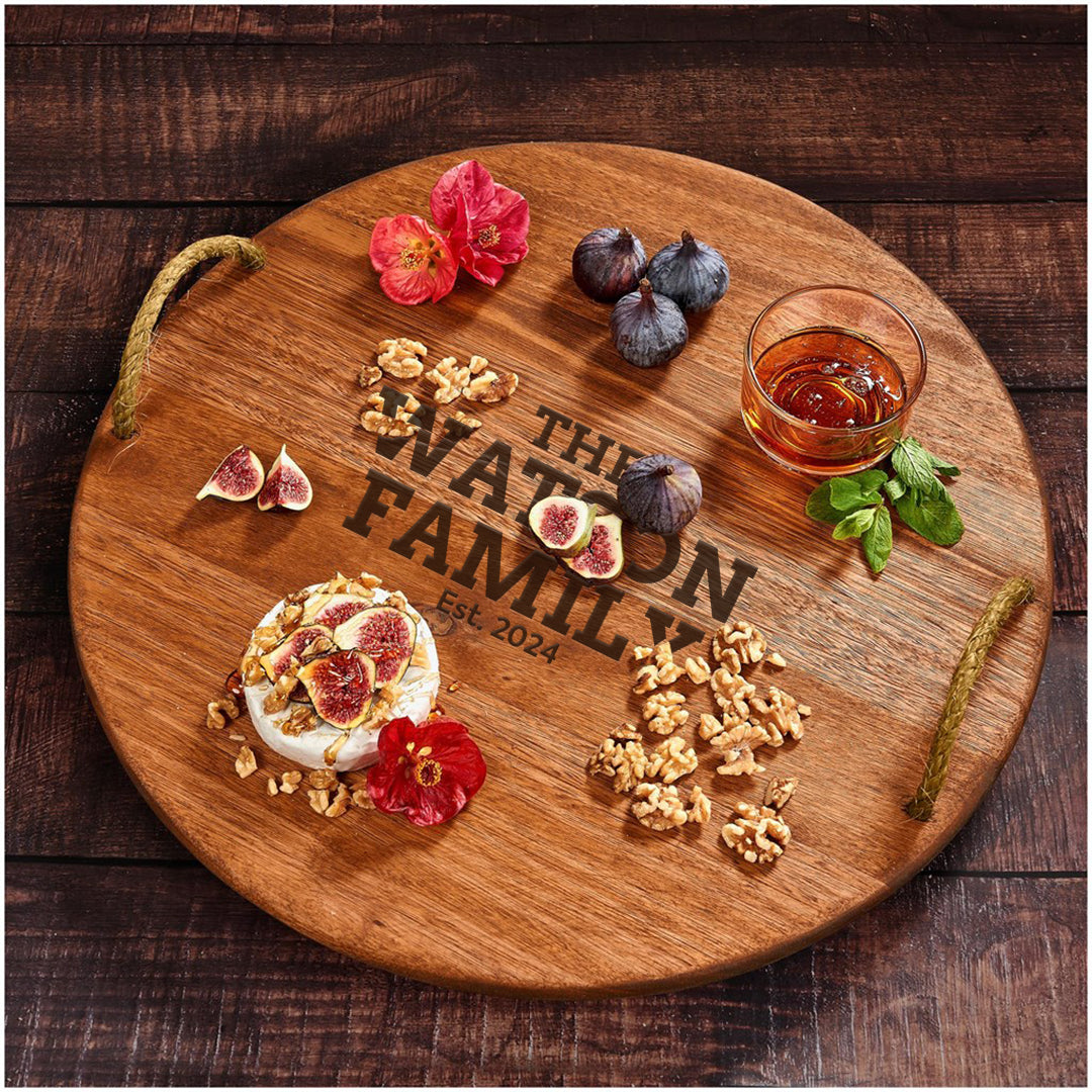 Personalized Family Name Large Hardwood Food Platter