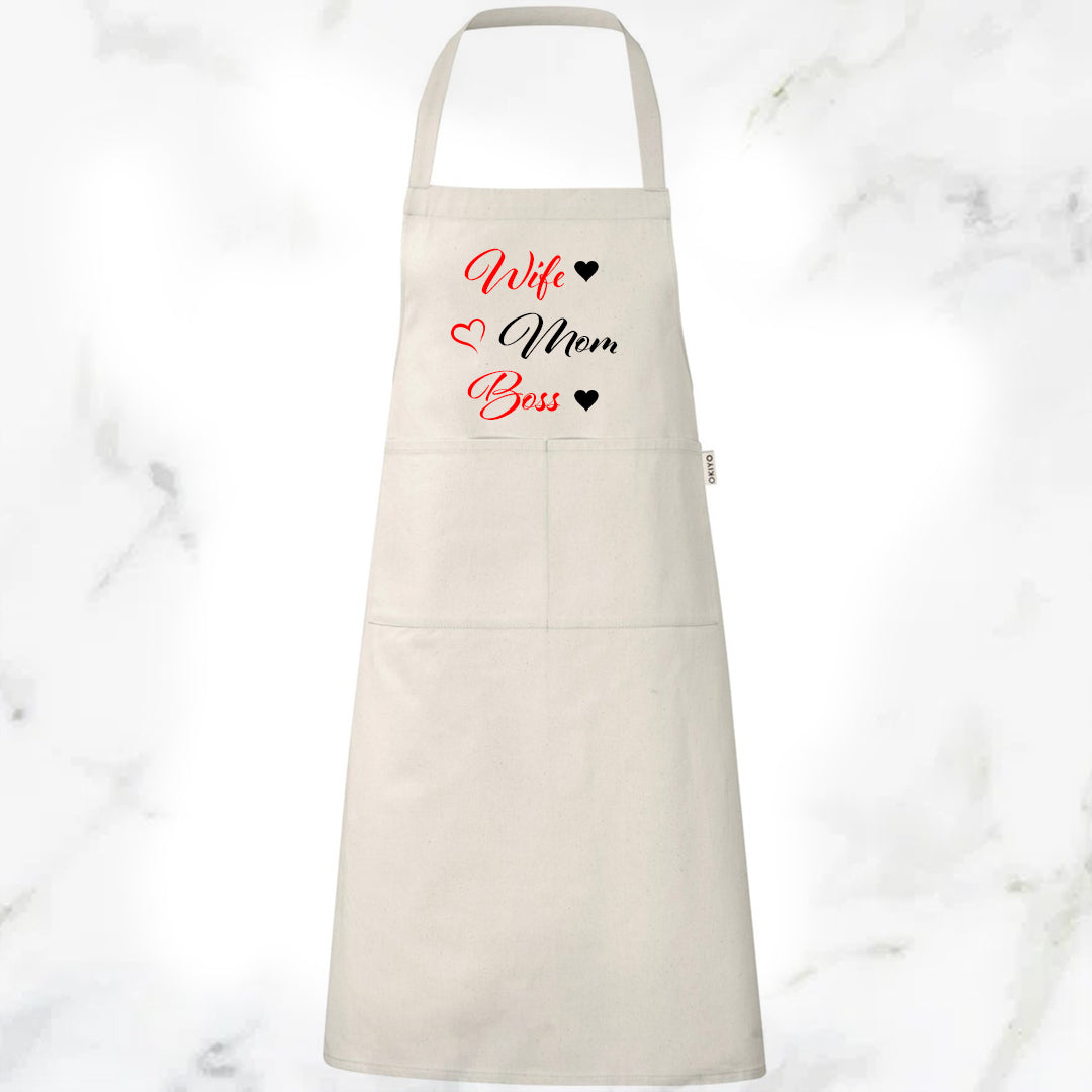 Pure Cotton Apron - Wife Mom Boss