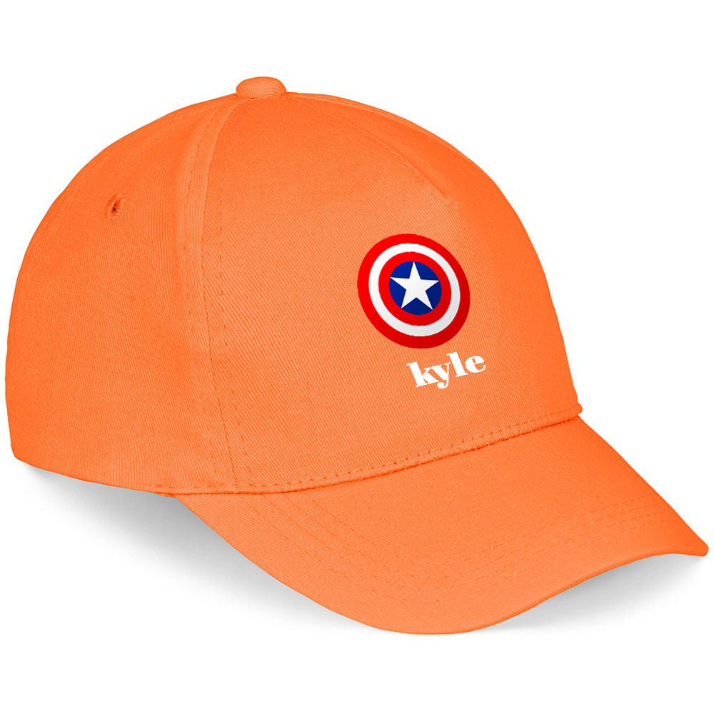 Kids Captain America - Personalized Name Cap