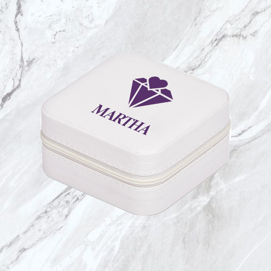 Elegance Travel Jewellery Box - Diamond + Name
